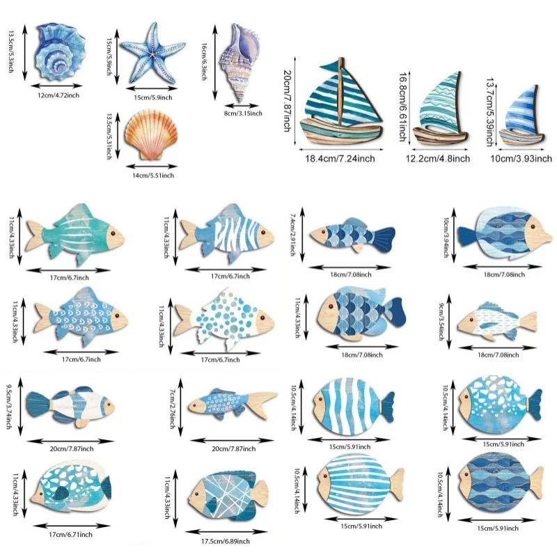 Nautical Wooden Fish Wall Art - Beach-Themed Marine Sculpture