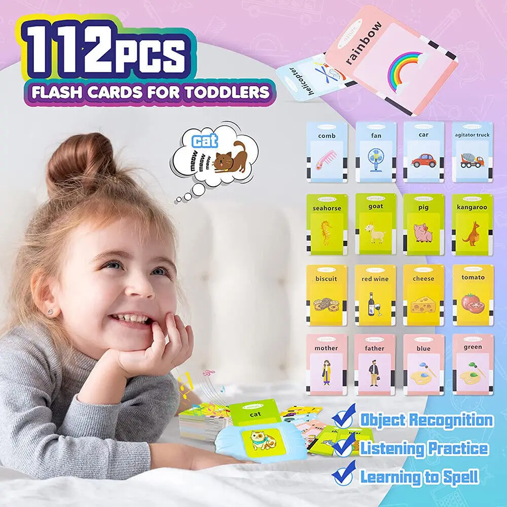 Education Toys Sight Words GamesLearning English Machine Electronic Book  Talking Flash Cards interactive Learning Activity Toy