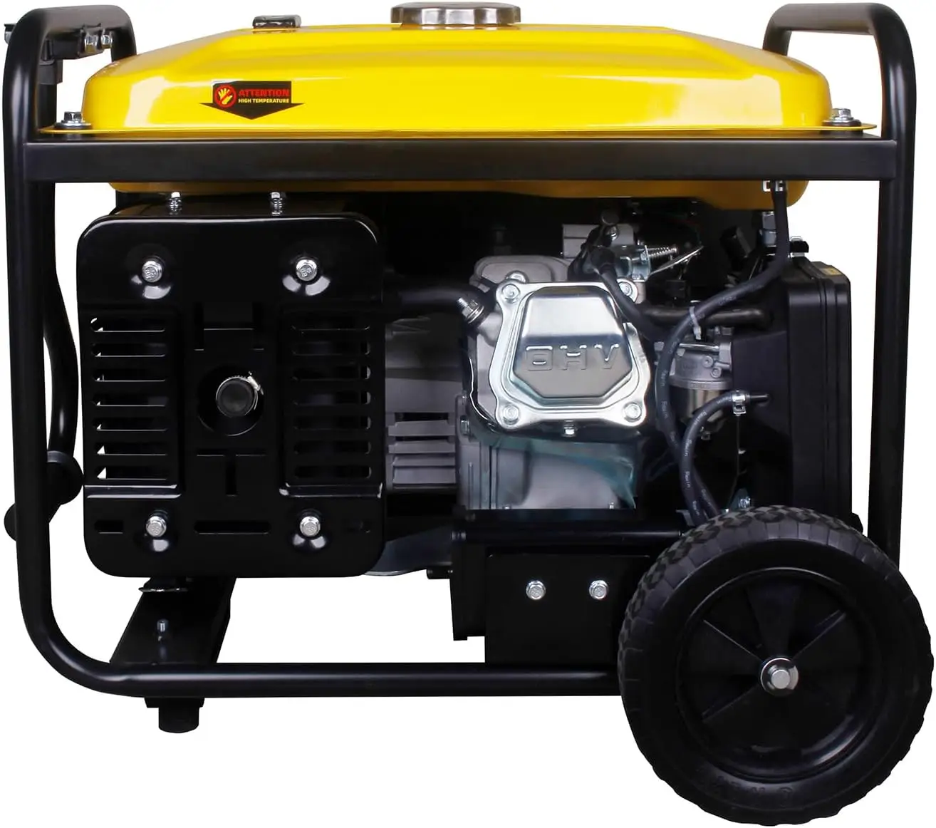 Portable Generator 4350 Watt Gas Powered Equipment with Wheel Kit Oil EPA CARB Compliant tested in the factory to guarantee