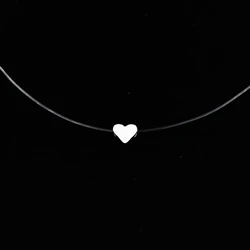 Dazzling Zircon & Pearl Necklace with Invisible Line - Elegant Women's Jewelry in 5 Colors (Heart)