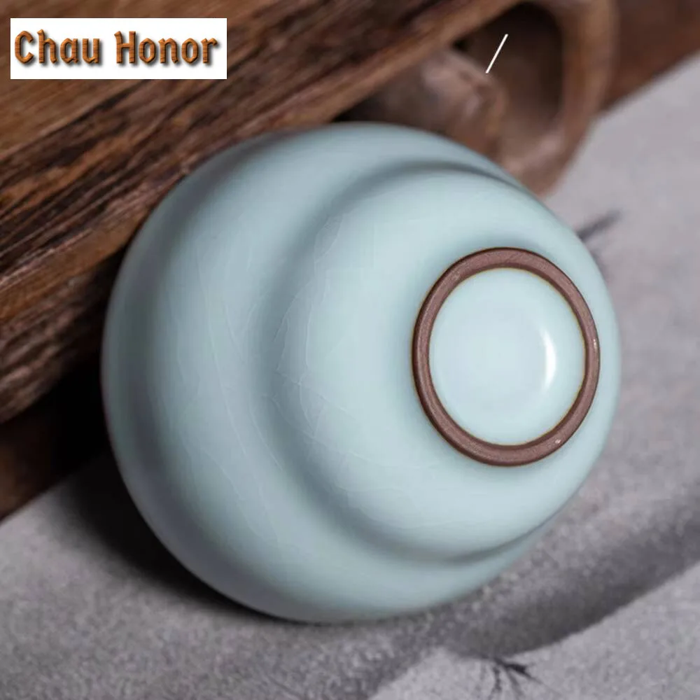 100ml Longquan Celadon Gourd Teacup Handmade Ru Kiln Porcelain Master Cup Single Soaking Tea Bowl Chazhan Kung Fu Teaset Gift
