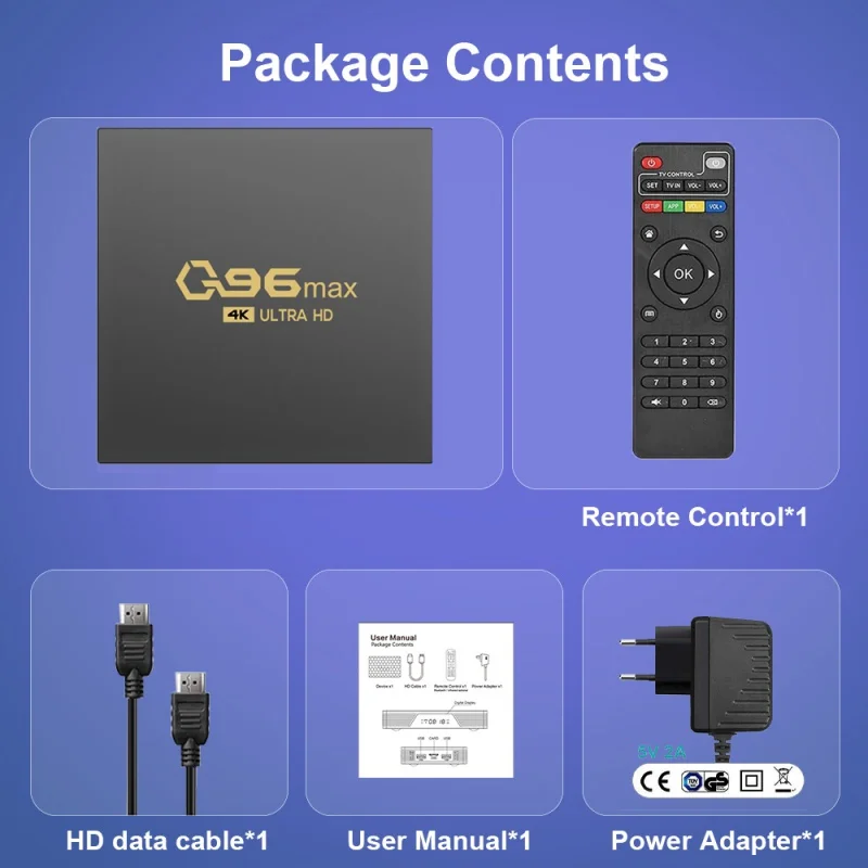 ТВ-приставка Q96 MAX, Android 11, четырехъядерный процессор Amlogic S905, HD телеприставка, медиаплеер H. 265, 8 ГБ, 128 ГБ, Wi-Fi, 4K, домашние кинотеатры, Iptv tv (art.: 3920c233ff364) - 3920c233ff364