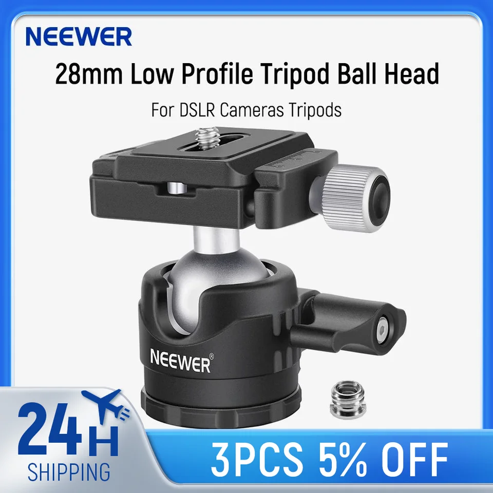 360 Head Rotation Low Profile Camera Ball Head 360 Rotation Arca Plate NEEWER 28mm Low ...