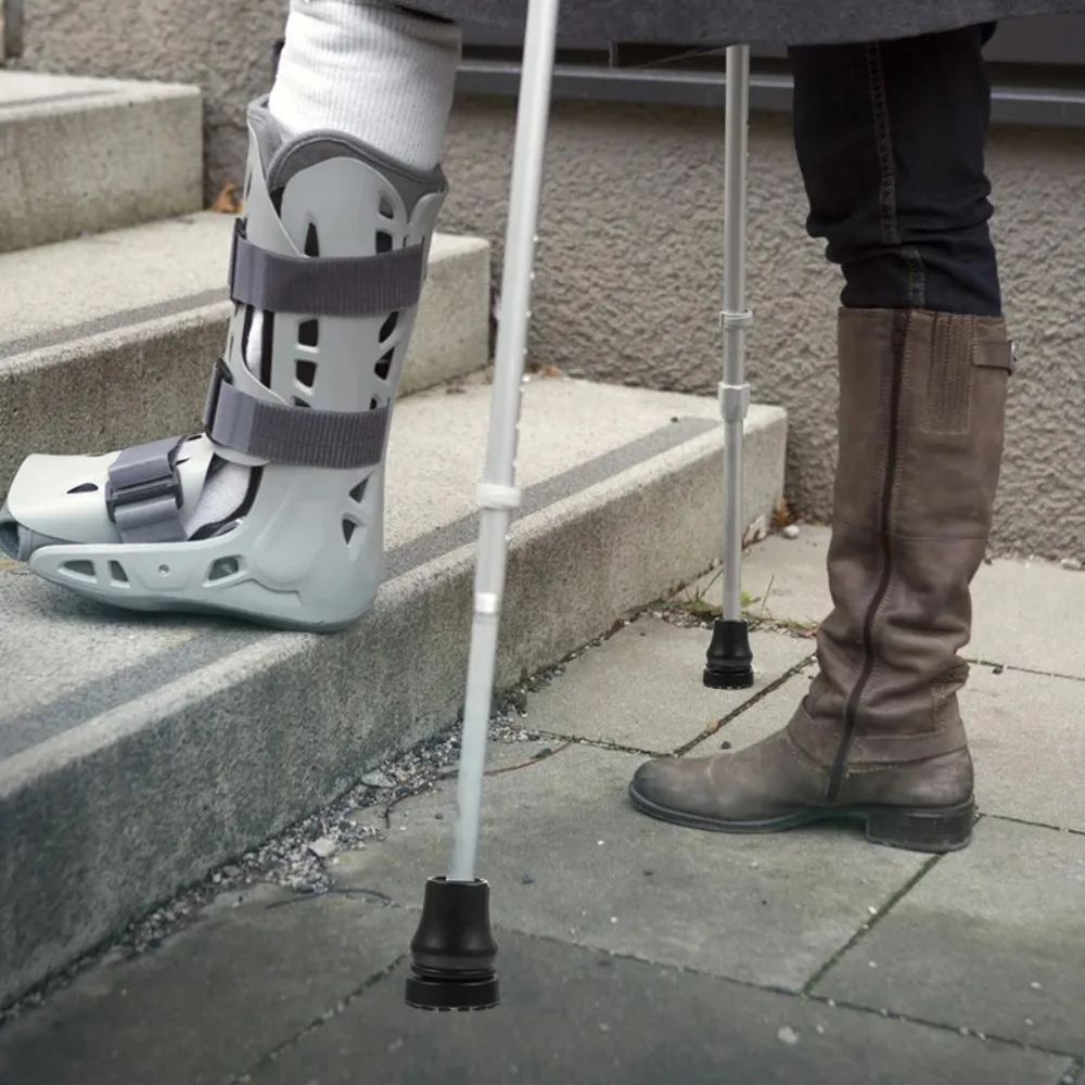 2pcs Anti-Skid Crutch Cane Bottom Pads Black 16/19/22mm Walking Stick Tip Protector Wear -resistant Rubber