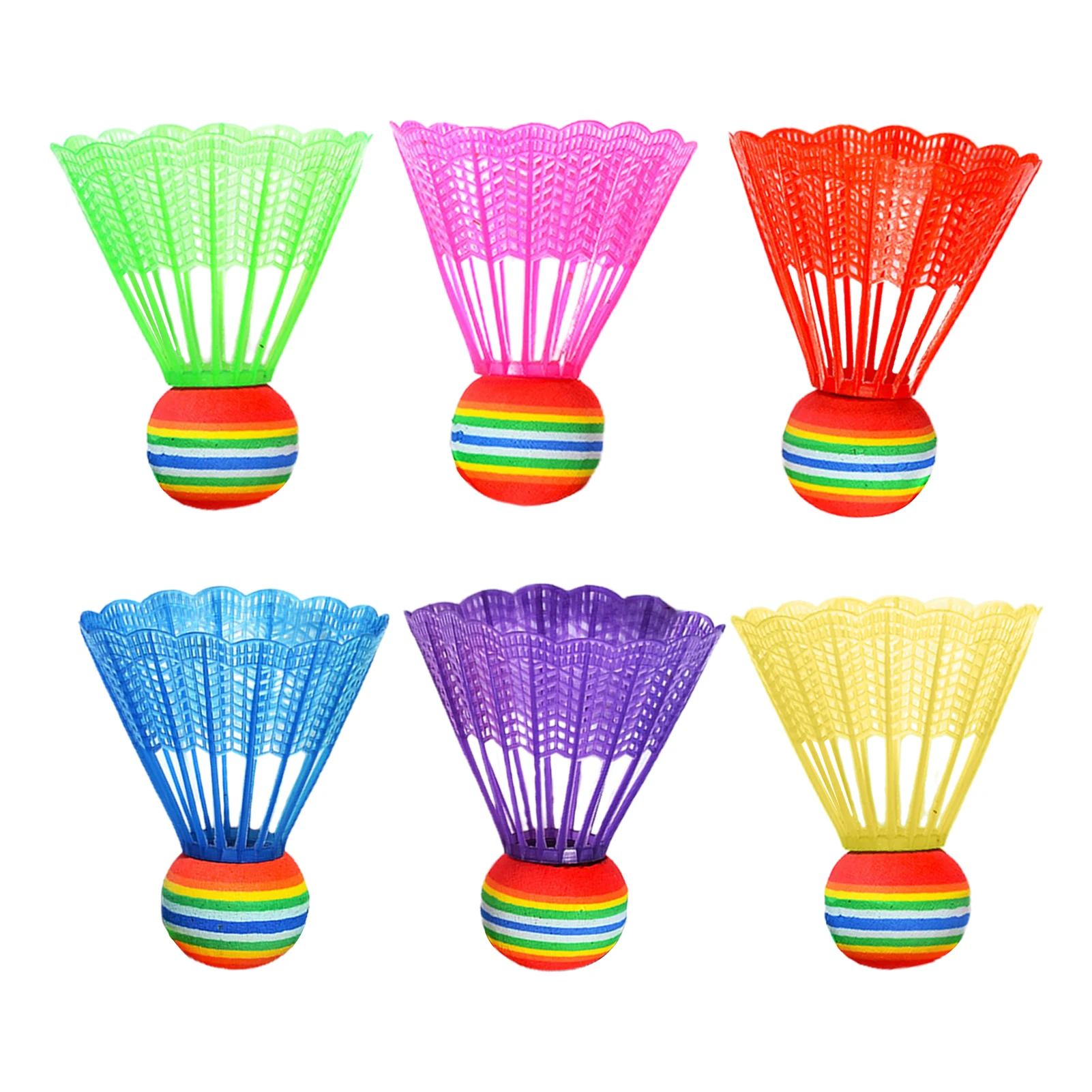 10pcs/lot Badminton Shuttlecocks Plastic Feather Shuttlecock Badminton Balls Outdoor Sports Badminton Accessories Rainbow Ball