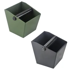 Barista Essentials: Anti - Slip Coffee Knock Box & Grounds Container (Green and Gray)