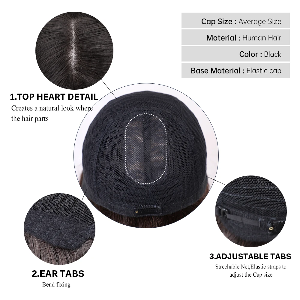 HAIRCUBE Straight Bob Human Hair Wig with Bang Shoulder Length Remy Hair Wigs for Women Full Machine Made Heat Resistant Wigs