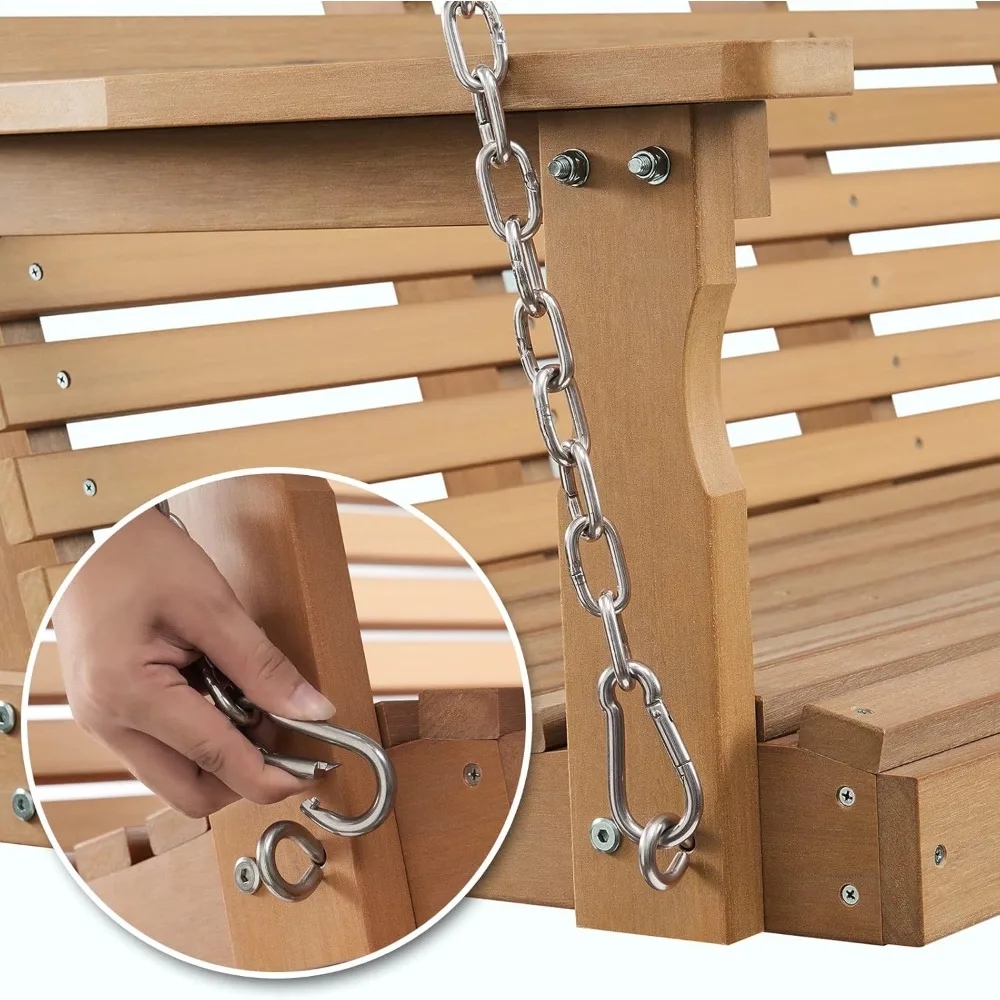 Porch Swing, Poly Lumber Outdoor Porch Swing, All-Weather Farmhouse Patio Swing That Never Rot and Fade 4