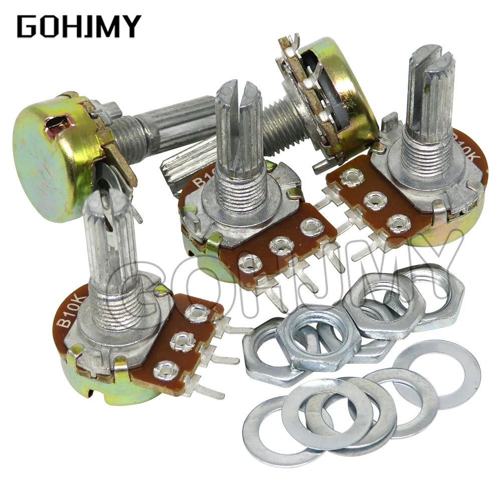 Adjustable resistor multiturn potentiometer linear potentiometer rotary potentiometer potentiometer kit trimmer potentiometer electronic components 5PCS WH148 3PIN 20MM Single Couplet Potentiometer With Nuts B1K B2K B5K B10K B20K B50K B100K B250K B500K B1M 1K 2K 5K 10K 100K