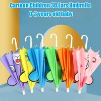 1-3 Year Old Babies Cute Cartoon Children Umbrella Animation Creative Long-handled 3D Ear Modeling Kids Umbrella for Boys Girls 1