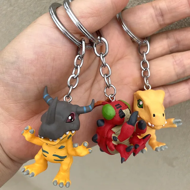 Anime Digimon Adventure Series Agumon and Its Little Partner Piyomon Jewelry Guajian Hanging Drop KeyChain Gifts for Kids 3