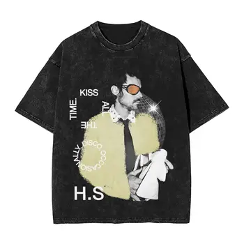 Y2k Streetwear Harrys Styles Kiss All The Time Disco Occasionally T Shirt Washed Cotton T-Shirts Aperture for Men Women Tees 1
