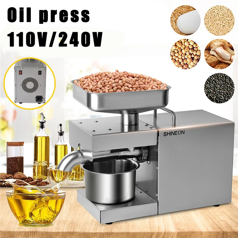 

Automatic Stainless Steel Oil PressPeanut Oil Press Machine Household Oil Extractor Machine UseforSesame Almond/Walnut Olive