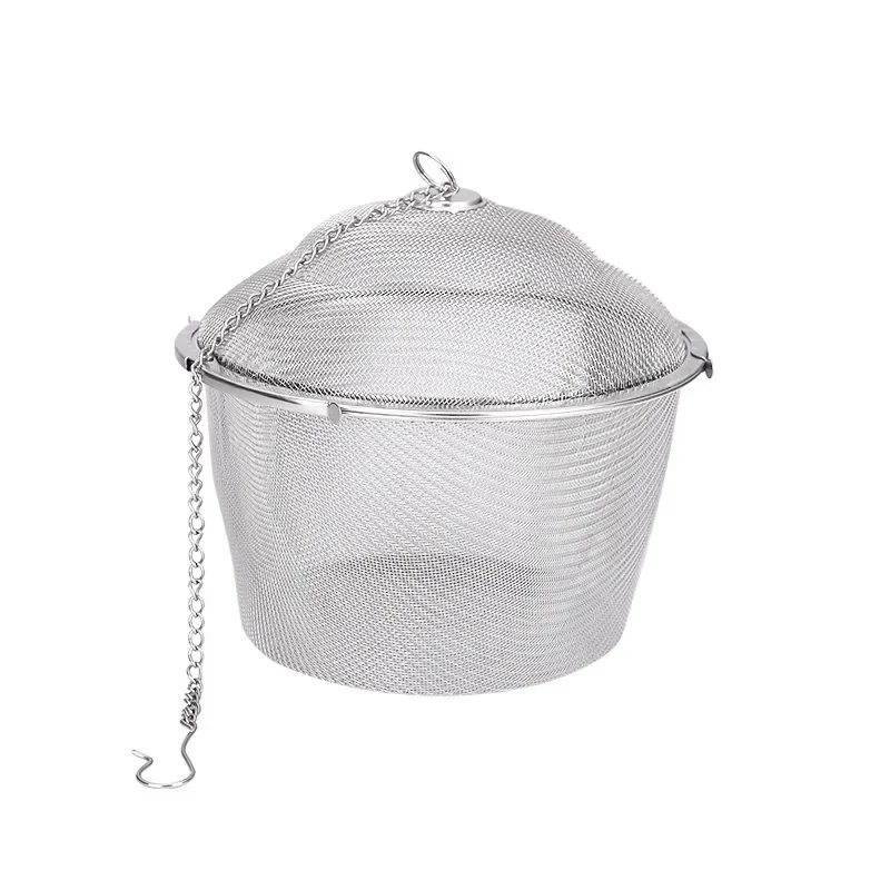 Reusable Stainless Mesh Herbal Strainer Teakettle Locking Tea Filter Infuser Spice Seasoning Ball Basket Tea Ball Bag Box Bag stainless tea filter