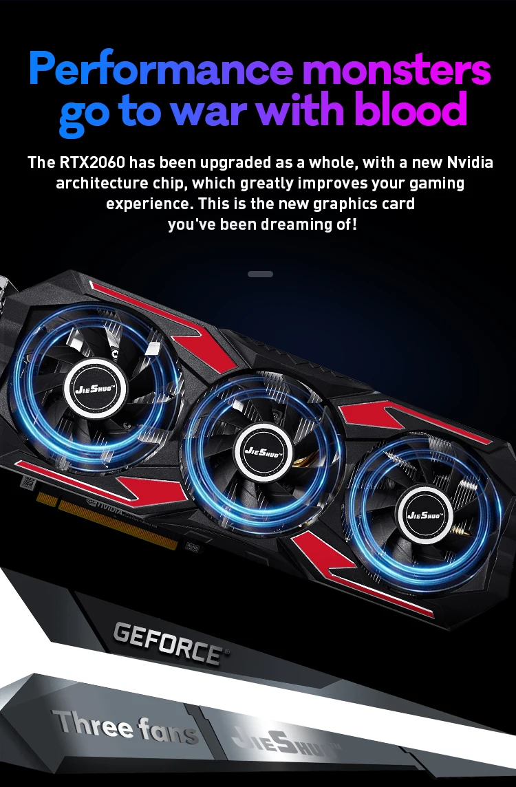 Brand new Jieshuo GeForce RTX 2060 6GB GDDR6 192bit Dual-fan cooling, three-fan NVIDIA RTX2060 computer graphics card!