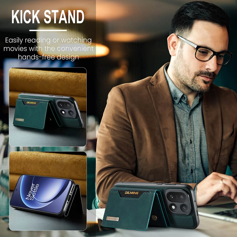 Leather 2-in-1 Wallet Case with Card Slots & Kickstand
