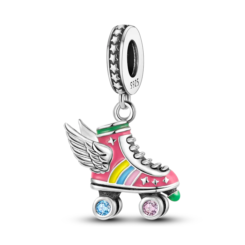 Silver Plated Sport Love Skate Shoe Dangle Charm Pendant