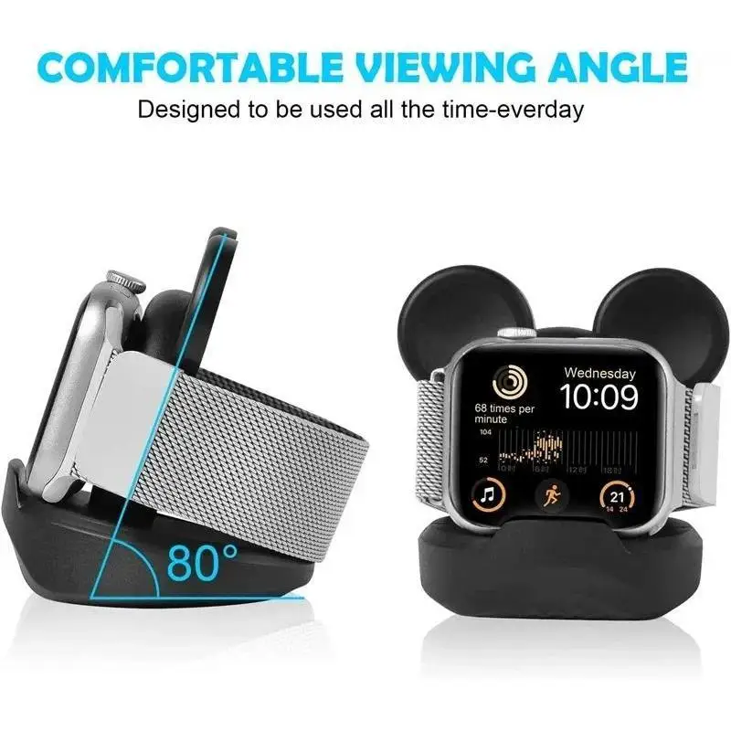 Desktop Cartoon Watch Charging Stand for Apple Watch Serie 8 7 6 5 SE Cute Silicone Charger Base for IWatch Series 45 44 42 40mm