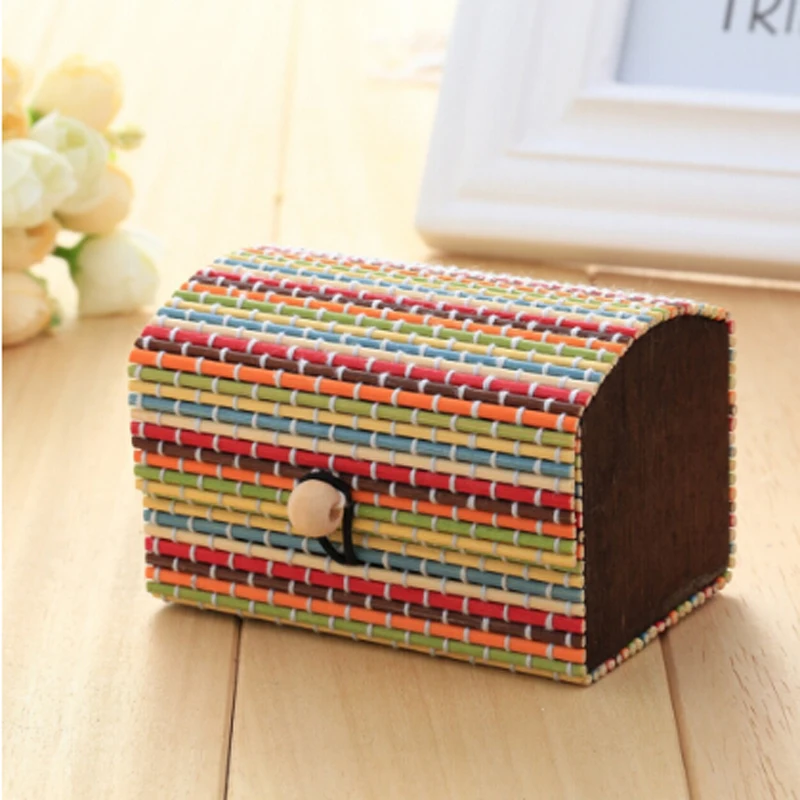 Cute Bamboo Wooden Ring Necklace Earrings Case Makeup Case Holder 6 Colors Cute Jewelry Box Storage Organizer 4