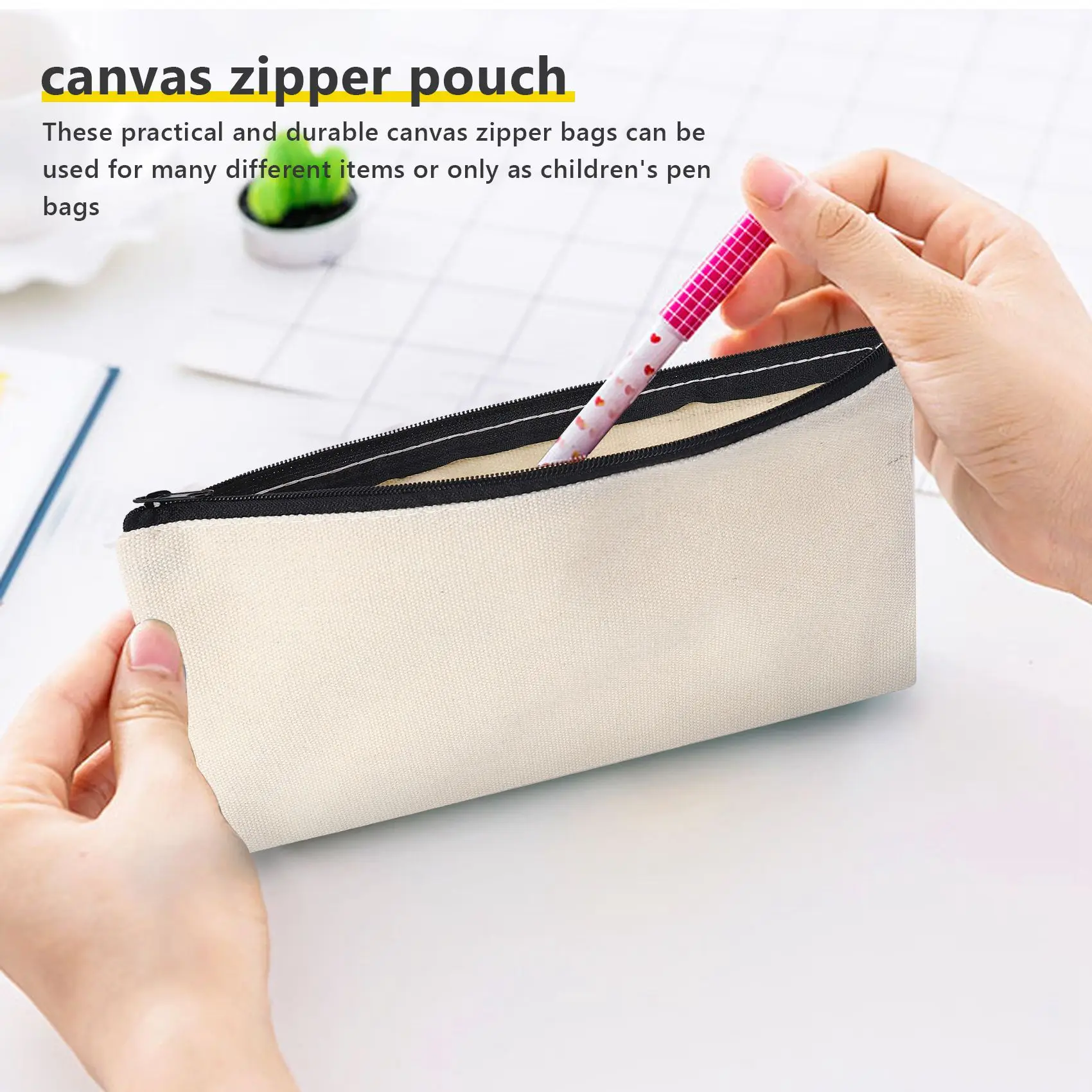 

40Pcs Canvas Zipper Bag Pencil Case Cosmetic Bag Blank Bag DIY Craft Bag Cosmetic Bag Cosmetic Bag DIY Craft School