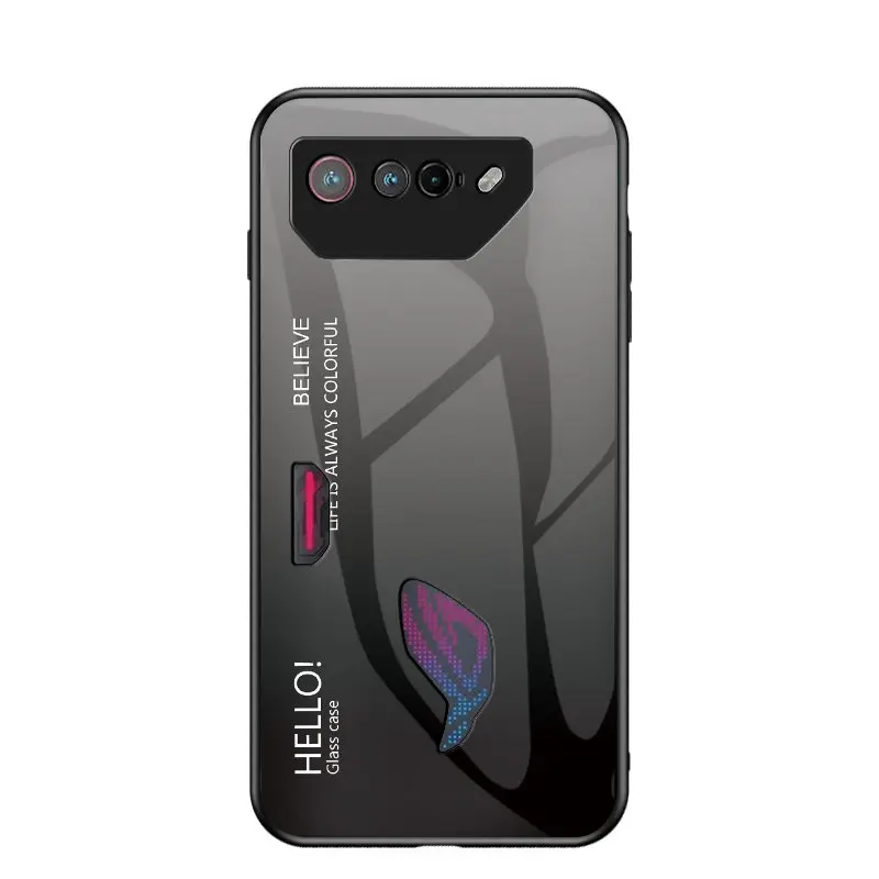 Gradient Tempered Glass Back Cover Hard Phone Case Protector