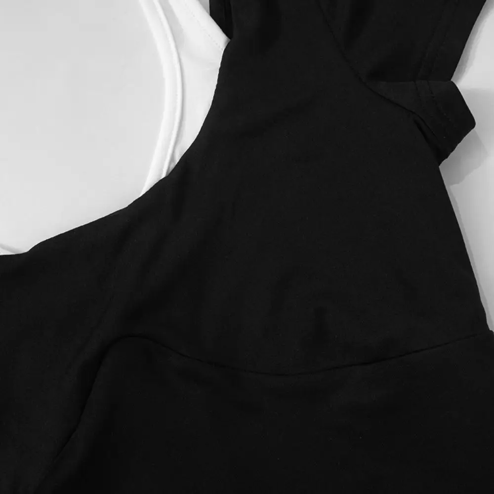 Description Picture 3 of itemIns Y2K Fake Two Pieces Top Spicy Girl Style Bottoming Shirt Slim Halter Crop Top Women Chic Short Sleeve T-shirts Streetwear