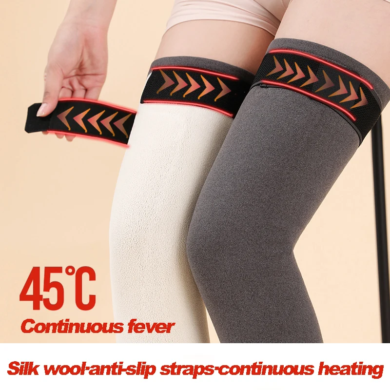 Winter Warm Knee Pads Support Brace lock in temperature to prevent cold for Sports Leg Protection Rabbit Fur Kneepad