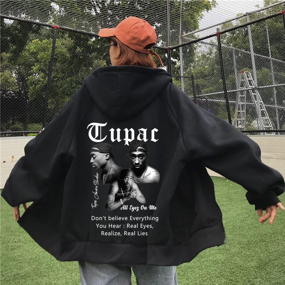 

Rapper Fashion Tupac Shakur 2-2Pac Zipper Hoodies Zip Up Hoodie Tops Singer Y2K Coat Dropshipping