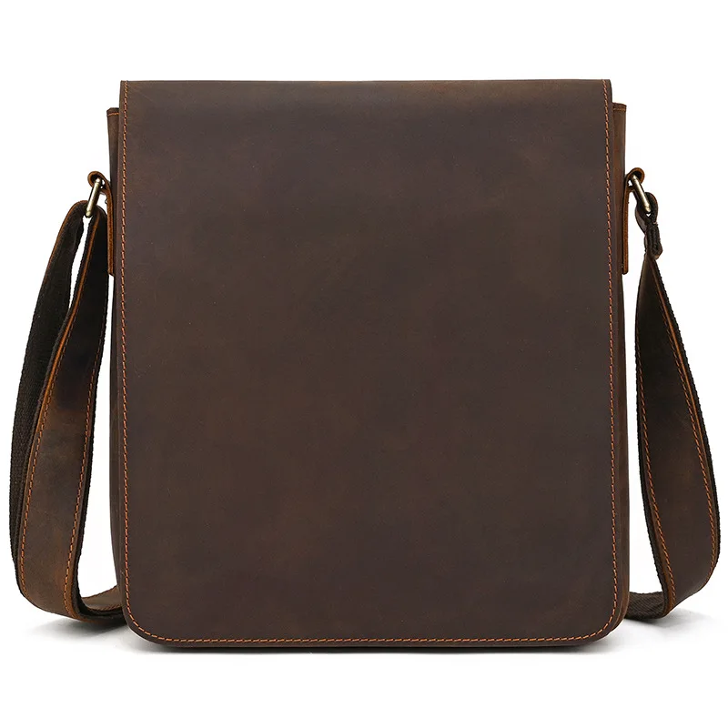 Genuine Leather Crossbody Bag - Vintage Retro Shoulder Purse, Handmade, Small Satchel Daypack