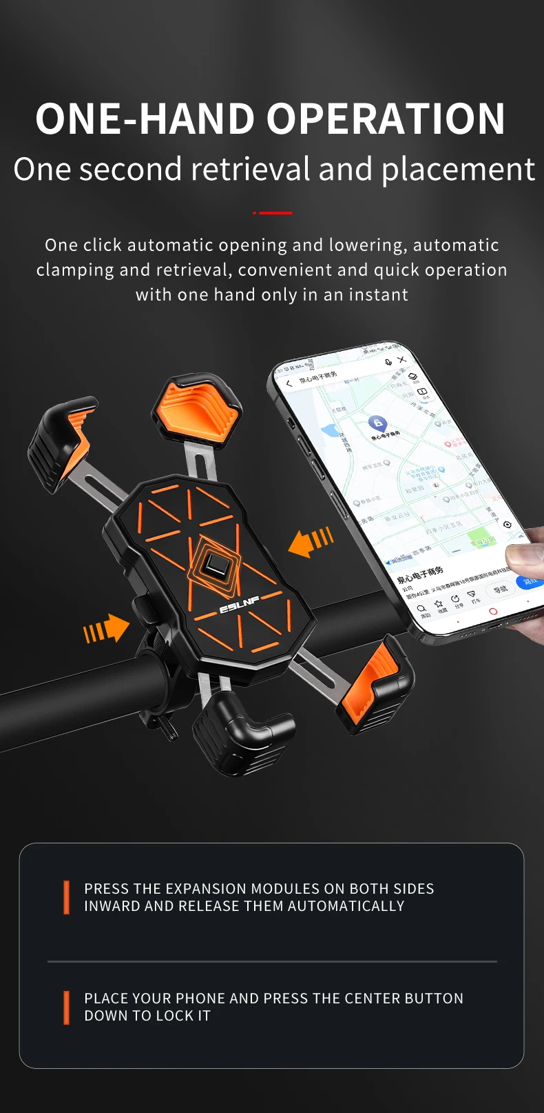 Téléphone sécurisé dans le support pendant la balade