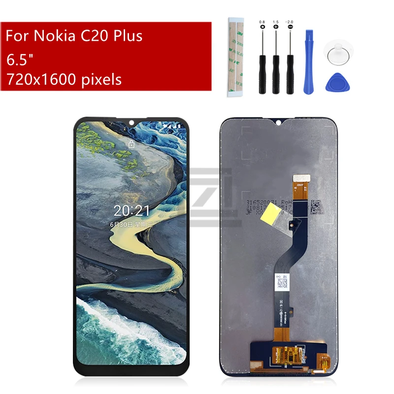 

ЖК-дисплей с рамкой для Nokia C20 Plus, дигитайзер в сборе для Nokia C20 + запасные части для сенсорного экрана 6,5 дюйма
