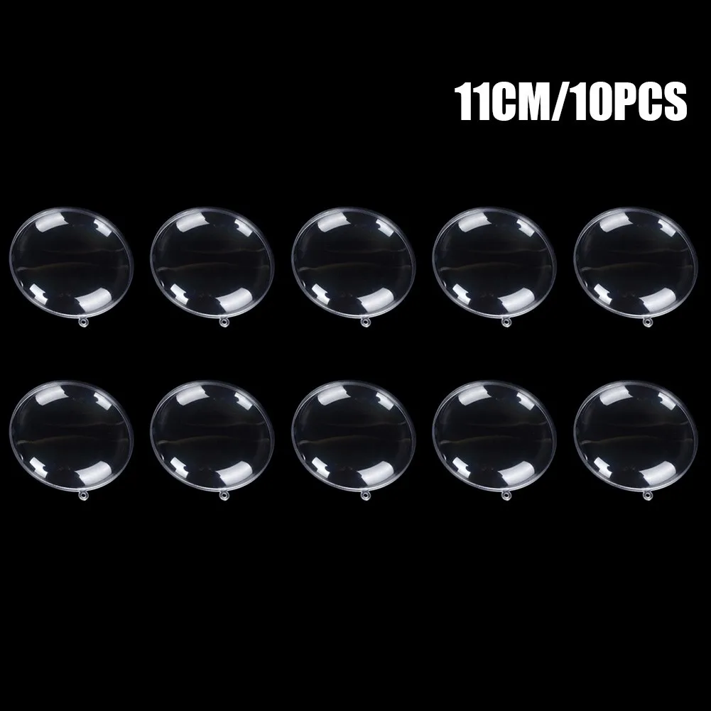 thumbnail image 1 of 10 piezas de bolas planas de plástico transparente de 7 a 11 cm rellenables, adornos navideños transparentes para decoración del hogar, cajas de regalo para dulces de boda, fiestas de Navidad, 1 of 5