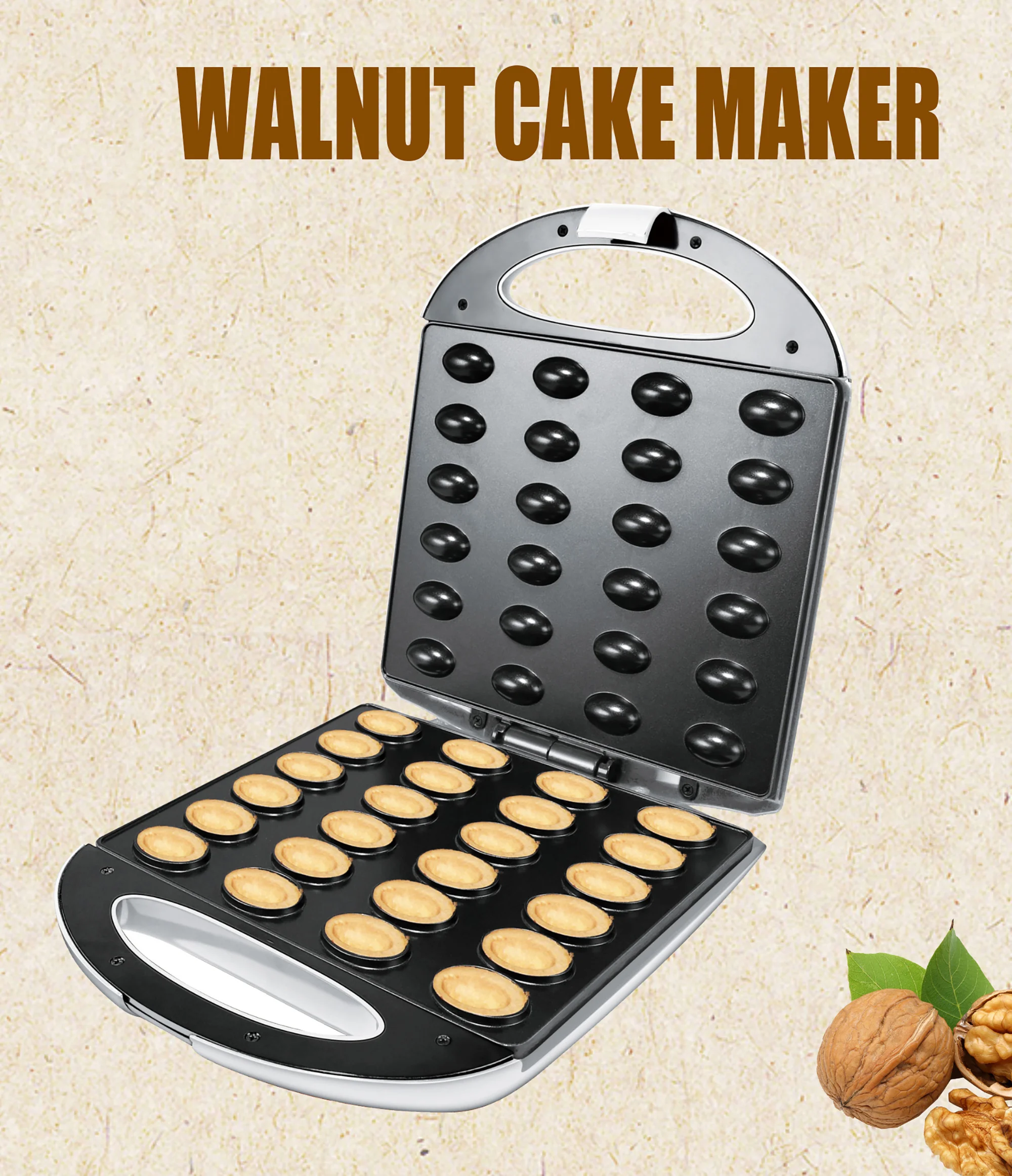 Description Picture 2 of item1400W Electric Walnut Cake Maker Automatic 24 Holes Nuts Maker Sandwich Maker Kitchen Breakfast Non-stick Cook Plates Sonifer