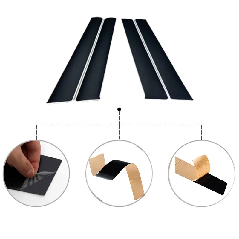 4PCS Door Window Trim Pillar Posts Sticker Decal Cover Car Accessories car stickers car window stickers car door moulding trim window door cover trim car window trim stickers car window trim For Peugeot 307 2001-2008
