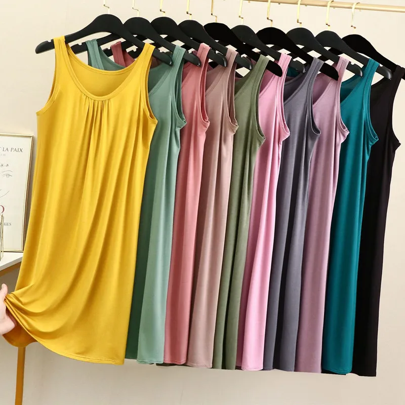 Plus Size Nightgowns Casual Women Sleepwear Sleeveless Vest Night Dress Nightie Summer Pajamas XL-6XL Modal Lingerie women nightgowns women nightdresses women pajamas sleeping dress women lingerie