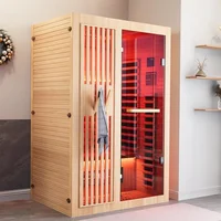 Full Spectrum Sauna for Home, 1~2 Person Indoor Infrared Sauna Room with 10 Minutes Warm-up Heate, Wood Home Infrared Sauna 1