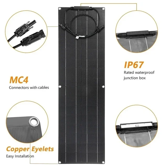 300W Сонячна панель 18V PET/ETFE Гнучка - Imagen 3