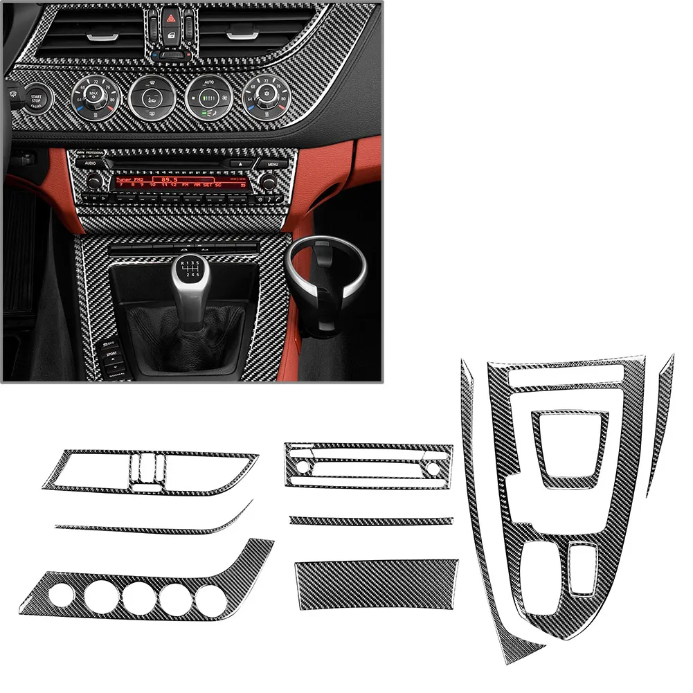 

11PCS Carbon Fiber Car Center Console Gear Shift Panel Kit Cover Trim For BMW Z4 E89 2009 2010 2011 2012 2013 2014 2015 2016 LHD