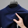 Half Turtleneck Knitwear Sweater New Autumn/Winter Mock Neck Sweatshirts Solid Color Pullovers Man Brand Casual Mens Clothing 4