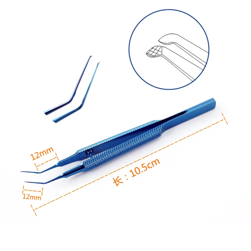 Titanium Capsulorhexis Forceps Ophthalmic tweezer Curved 108mm ophthalmic Eye instrument ent surgical nasal endoscope grasping forceps long curved upward 115 degree