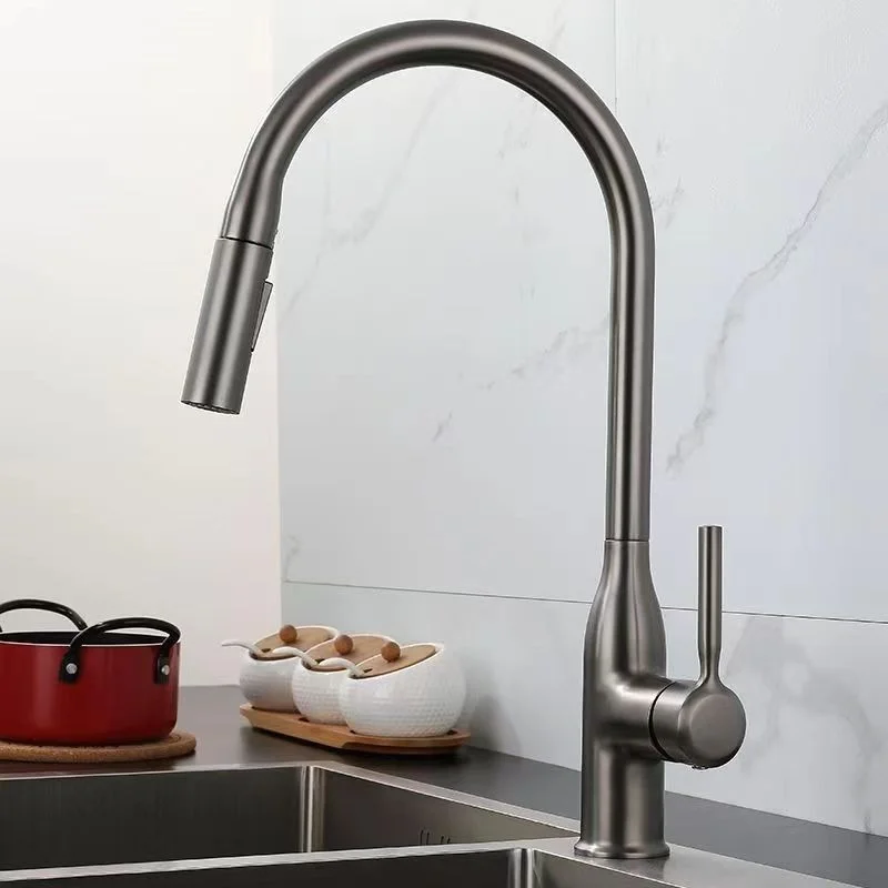 

Kitchen Copper Pull-out Buddism Godness Bottle Faucet Supercharged Universal Telescopic Rotating Hot and Cold Water Faucet