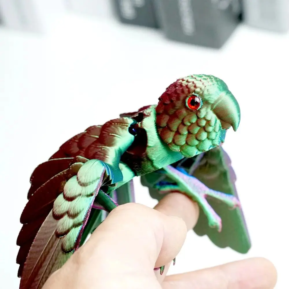 Simulated Eye 3D Printed Parrot Model Sparkling Laser 3D Printed Parrot Animal Flexible Animal Rotatable
