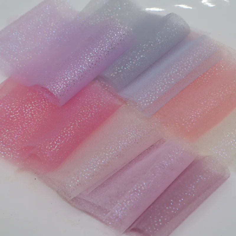 6cm 5Yards Rainbow Foil Dot Tulle Roll Organza Gauze Fabric Baby Shower Party Supplies DIY Hair Bows Handmade Material Supplies
