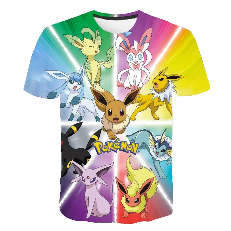 3d pokemon T-shirt kid pokemon Shirt Print Anime Tshirt Printed Harajuku Funny T shirts boys girls Clothing summer Cool tops black long sleeve shirt