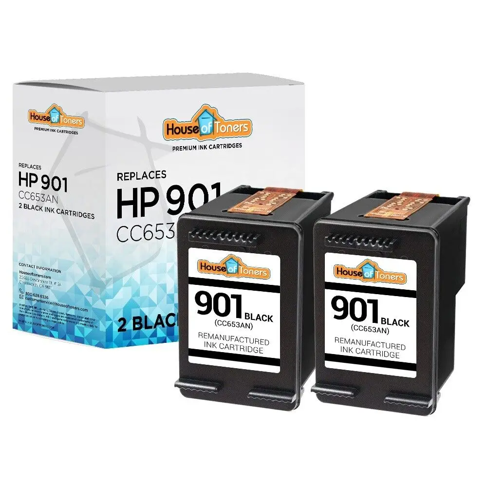 2 Cartucce Di Inchiostro Nero Pk 901 Per Hp Officejet J4660 J4680 4500