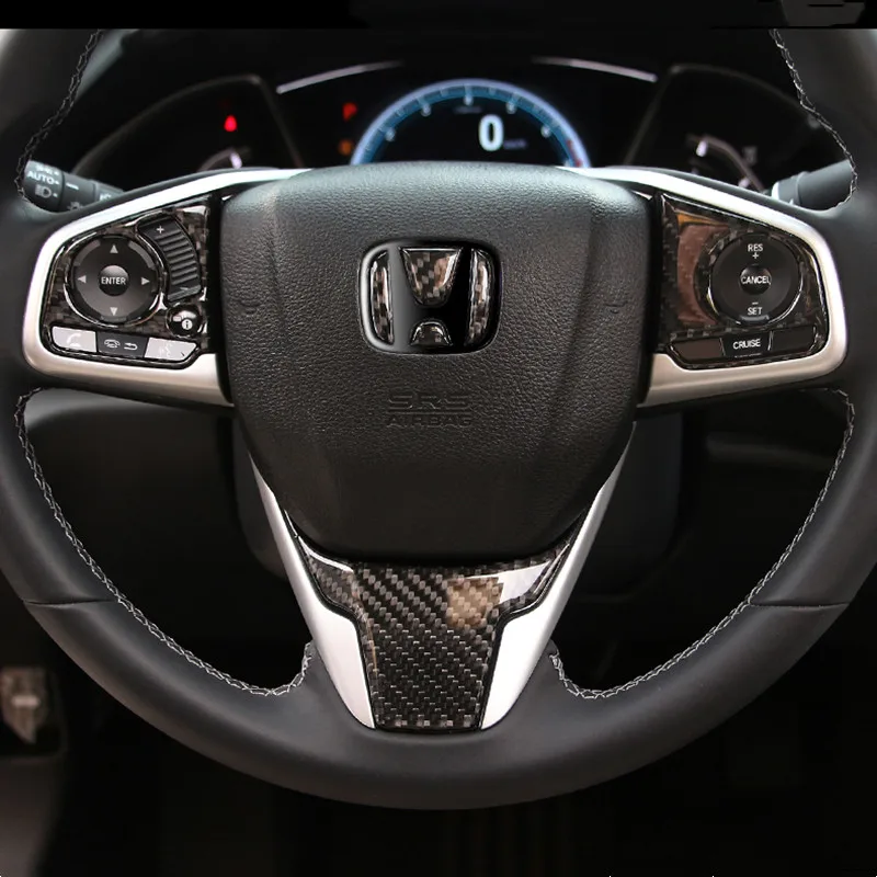 

Epoxy Carbon Fiber RHD Car Interior Steering Wheel Sticker Door threshold strip Bowl Dash Sticker for Honda Civic 2016-2021
