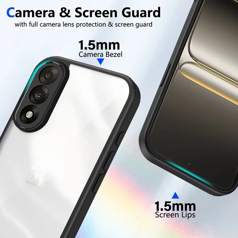 Clear Shockproof Silicone Phone Case with TPU Bumper and PC Back