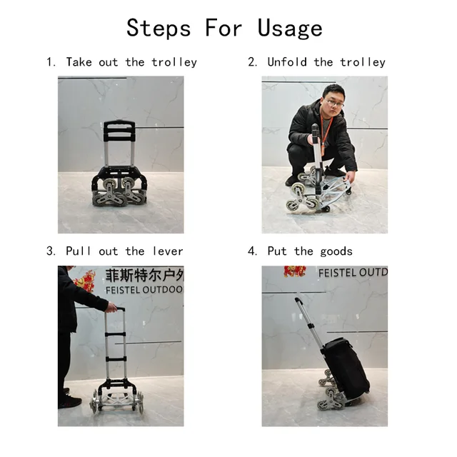 50 Kg -Os Nehéz Húzó Kosár Szállító Élelmiszerbolt -Bevásárló Táska Kültéri Kemping Összecsukható Kocsi Otthoni Bevásárló Pótkocsi A Piacon - Image 5