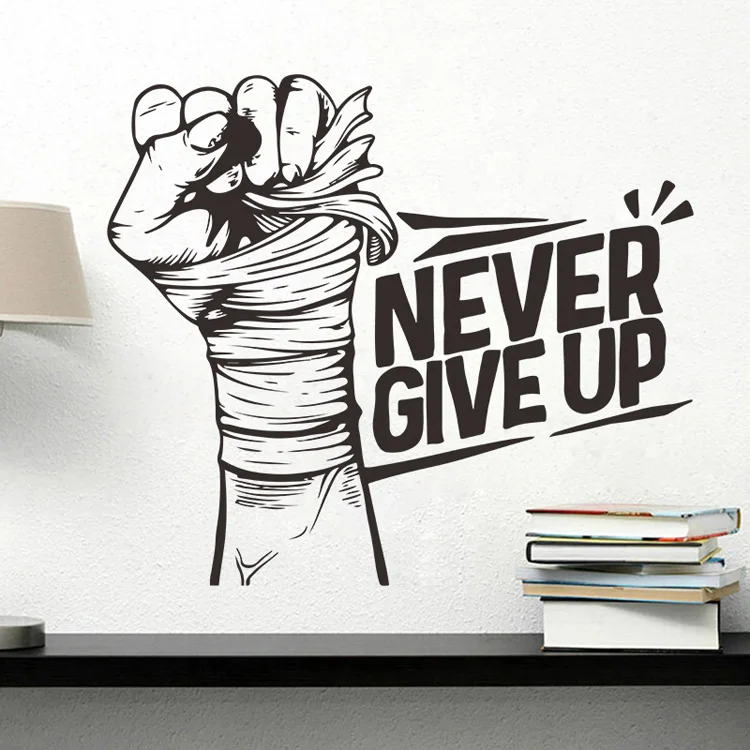 NEVER GIVE UP Inspirierender Wandaufkleber, Schlafzimmer-Hintergrund für Heimdekoration, Kinderzimmer-Dekoration, Tapete, kreatives Muster, Mual – Detail 3