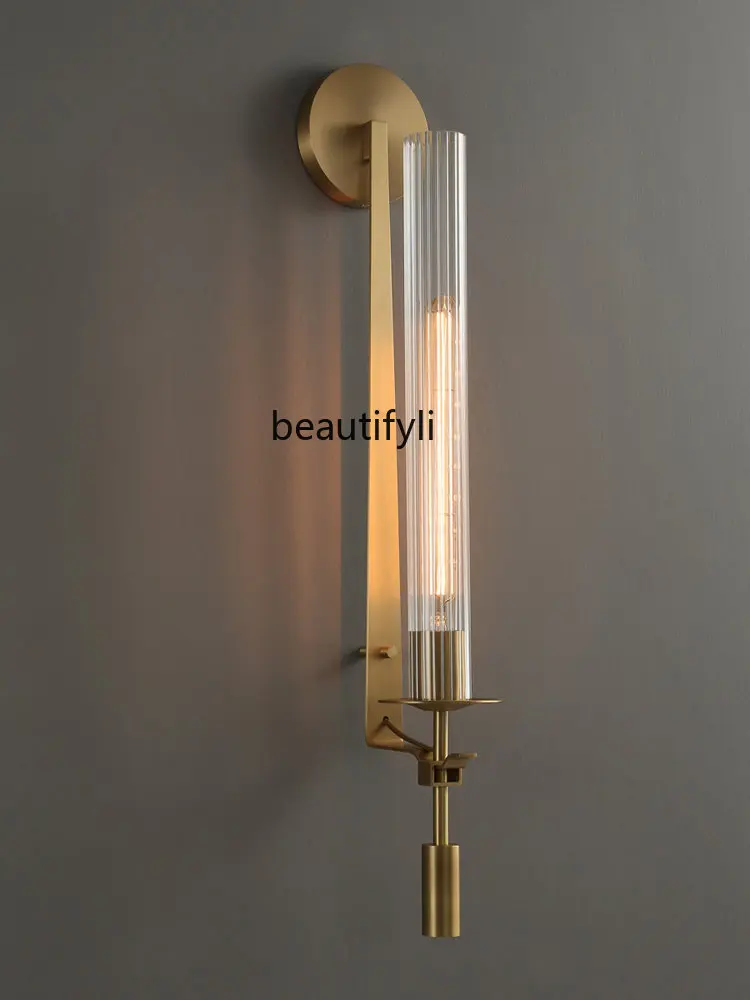 

Classical Copper Light Luxury Wall Lamp Designer Living Room Entrance Wall Light Bulb Bedroom Bedside Lamp